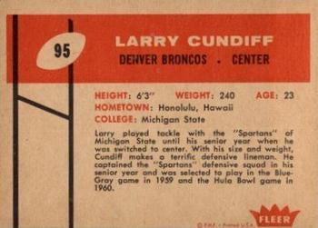 1960 Fleer #95 Larry Cundiff Back