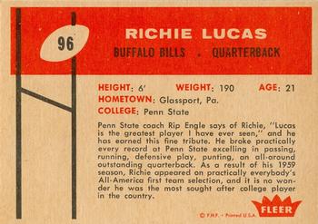 1960 Fleer #96 Richie Lucas Back