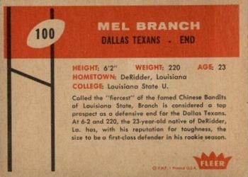 1960 Fleer #100 Mel Branch Back