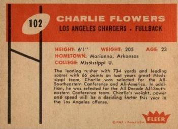 1960 Fleer #102 Charlie Flowers Back