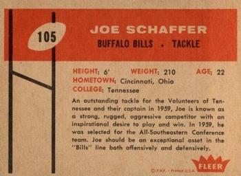 1960 Fleer #105 Joe Schaffer Back