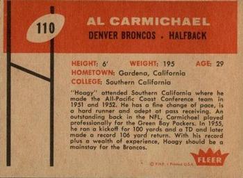 1960 Fleer #110 Al Carmichael Back