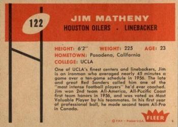 1960 Fleer #122 Jim Matheny Back