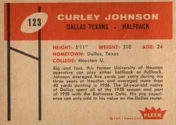 1960 Fleer #123 Curley Johnson Back