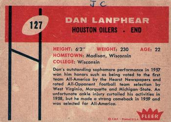 1960 Fleer #127 Dan Lanphear Back