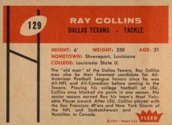 1960 Fleer #129 Ray Collins Back
