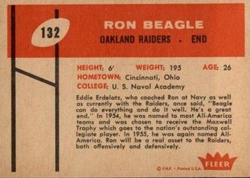 1960 Fleer #132 Ron Beagle Back