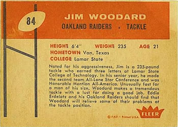 1960 Fleer #84 Jim Woodard Back
