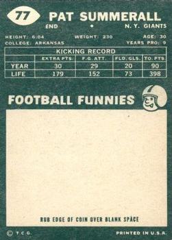 1960 Topps #77 Pat Summerall Back