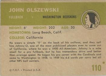 1961 Fleer #110 John Olszewski Back