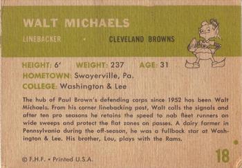 1961 Fleer #18 Walt Michaels Back