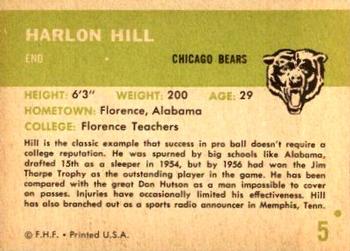 1961 Fleer #5 Harlon Hill Back