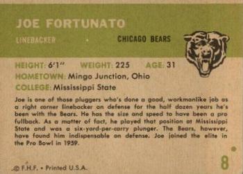 1961 Fleer #8 Joe Fortunato Back