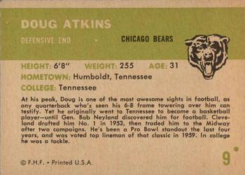 1961 Fleer #9 Doug Atkins Back