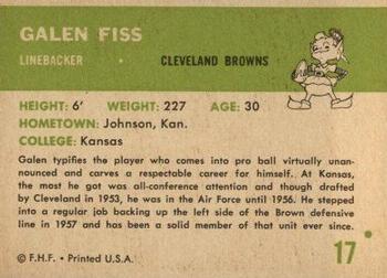 1961 Fleer #17 Galen Fiss Back