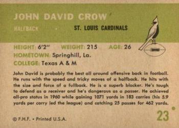 1961 Fleer #23 John David Crow Back