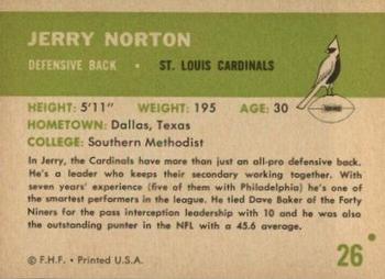 1961 Fleer #26 Jerry Norton Back