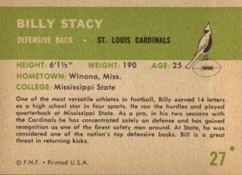 1961 Fleer #27 Billy Stacy Back