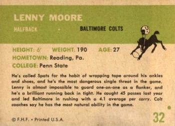 1961 Fleer #32 Lenny Moore Back