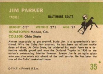 1961 Fleer #35 Jim Parker Back