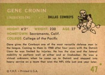 1961 Fleer #47 Gene Cronin Back