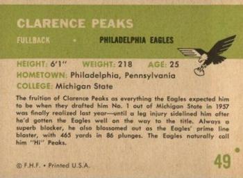 1961 Fleer #49 Clarence Peaks Back