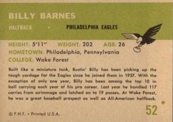 1961 Fleer #52 Billy Barnes Back