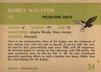 1961 Fleer #54 Bobby Walston Back