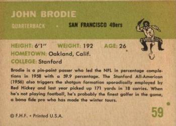 1961 Fleer #59 John Brodie Back