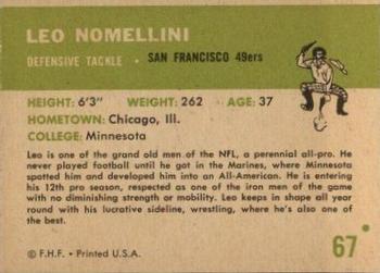 1961 Fleer #67 Leo Nomellini Back