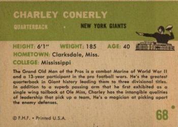 1961 Fleer #68 Charley Conerly Back