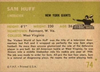 1961 Fleer #74 Sam Huff Back
