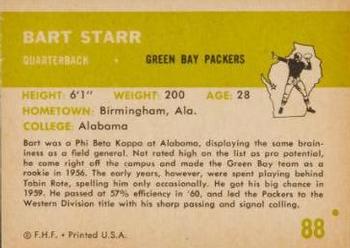 1961 Fleer #88 Bart Starr Back