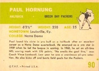 1961 Fleer #90 Paul Hornung Back
