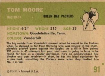 1961 Fleer #91 Tom Moore Back