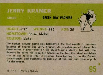 1961 Fleer #95 Jerry Kramer Back