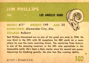 1961 Fleer #102 Jim Phillips Back