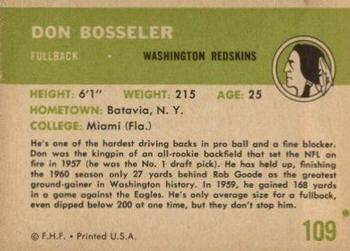1961 Fleer #109 Don Bosseler Back