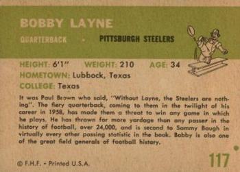 1961 Fleer #117 Bobby Layne Back