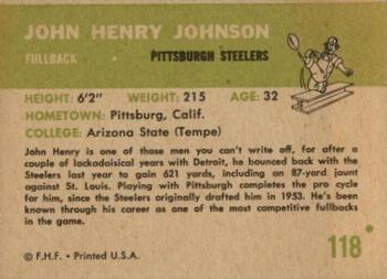 1961 Fleer #118 John Henry Johnson Back