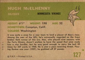1961 Fleer #127 Hugh McElhenny Back