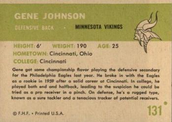 1961 Fleer #131 Gene Johnson Back