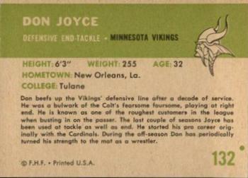 1961 Fleer #132 Don Joyce Back