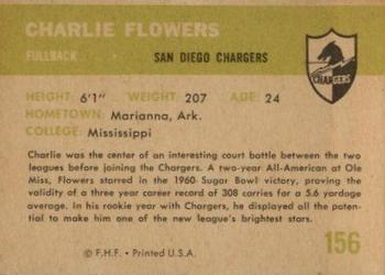 1961 Fleer #156 Charlie Flowers Back