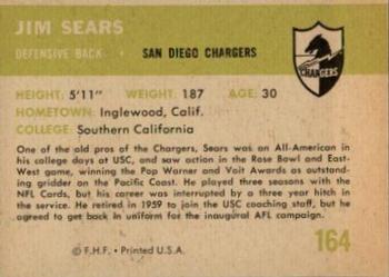 1961 Fleer #164 Jim Sears Back