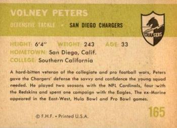 1961 Fleer #165 Volney Peters Back