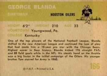 1961 Fleer #166 George Blanda Back