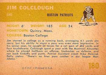 1961 Fleer #180 Jim Colclough Back
