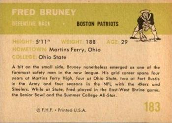 1961 Fleer #183 Fred Bruney Back