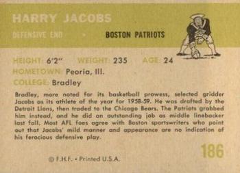1961 Fleer #186 Harry Jacobs Back